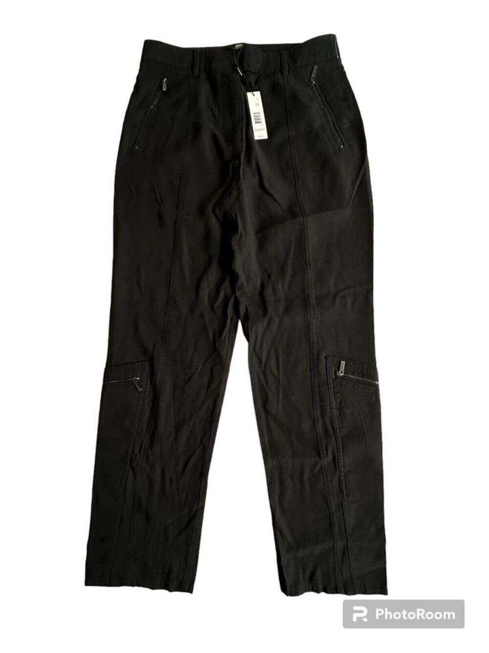 Tahari zipper pockets Cargo pants black‎ viscose polyester blend Women 6 -New !